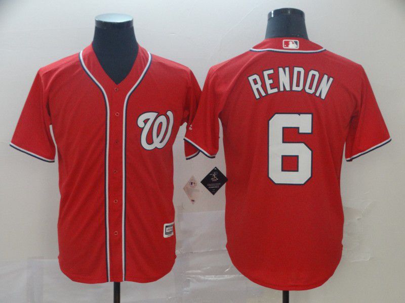 Men Washington Nationals #6 Rendon Red Game MLB Jerseys
